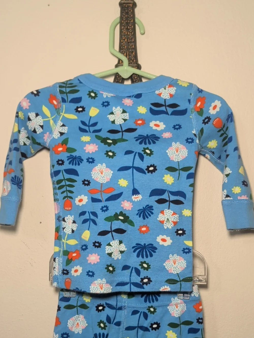 Hanna Andersson Scandi Garden Long John Pajamas Blue White Floral Size 6-12M